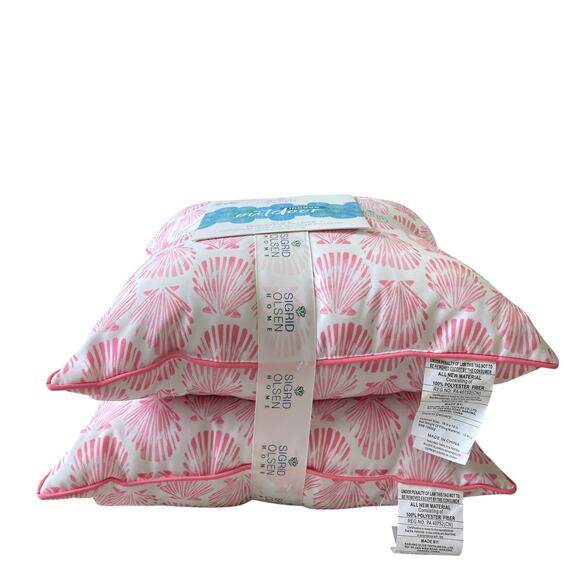 Sigrid Olsen Pink Seashell Indoor Outdoor Pillows 18x18 2pk Coastal Decor NEW - Picture 13 of 13